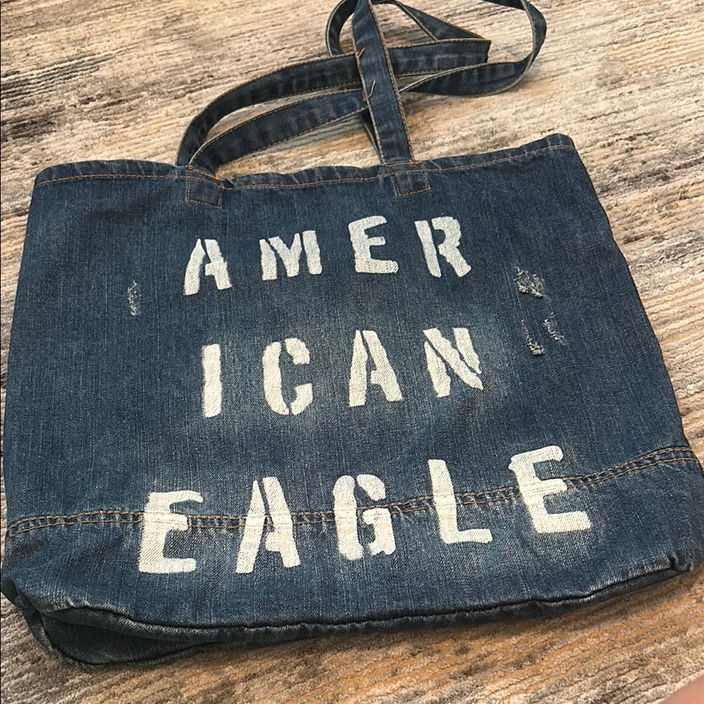 American Eagle Outfitters Blue Denim Tote Bag